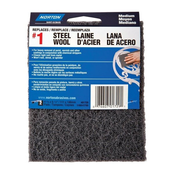 Norton Co Pad Stl Wool Syn Charcoal Med 01729